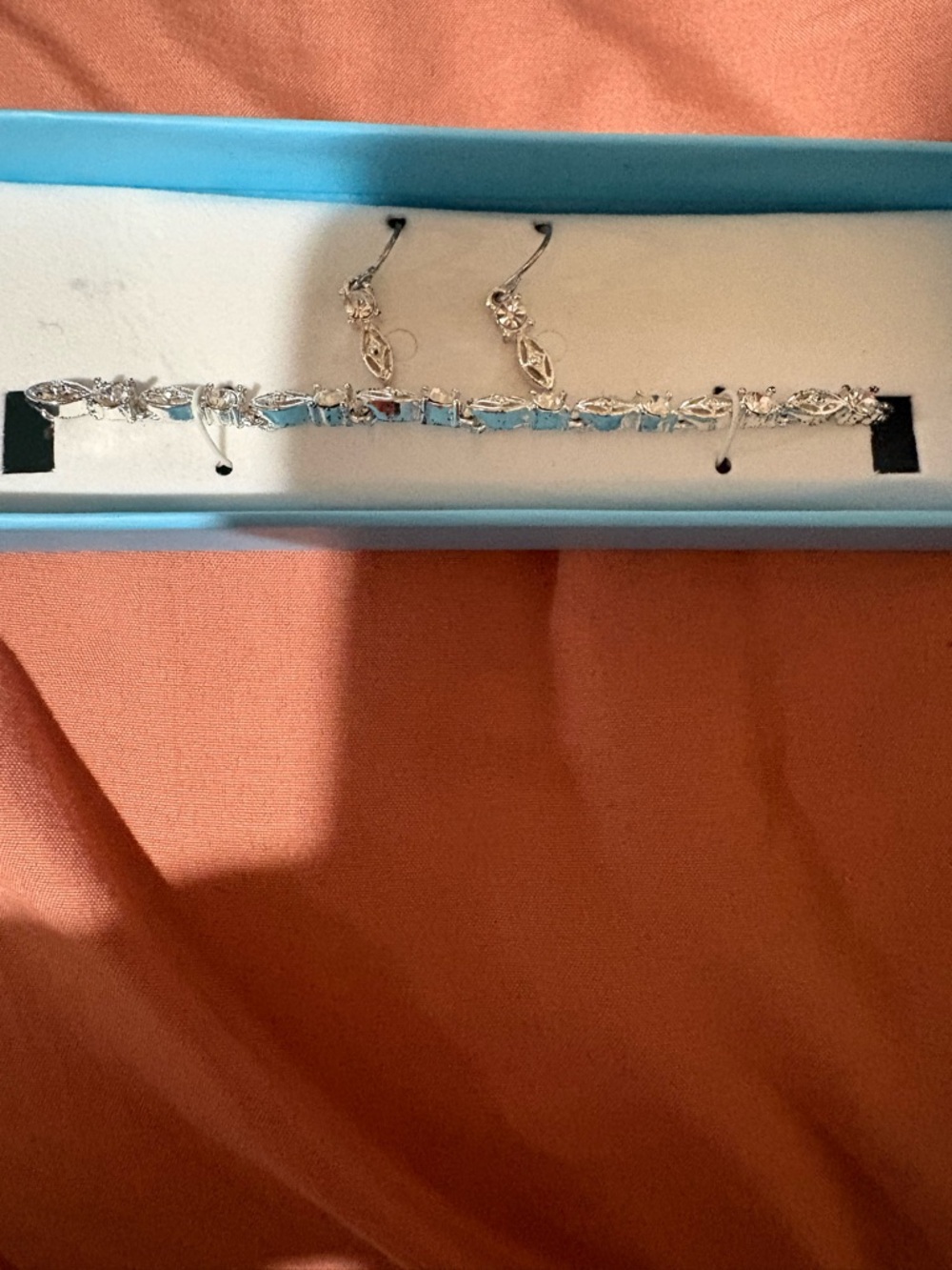 Avon Silver Bracelet with Blue Accents